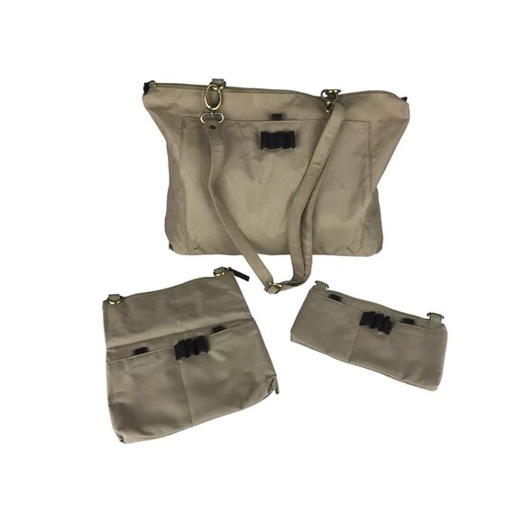 Ruff Hewn Womens Beige Shoulder Strap Inner Pocket Tote Bag With Pouch - Picture 3 of 8